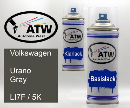 Volkswagen, Urano Gray, LI7F / 5K: 400ml Sprühdose + 400ml Klarlack - Set, von ATW Autoteile West.